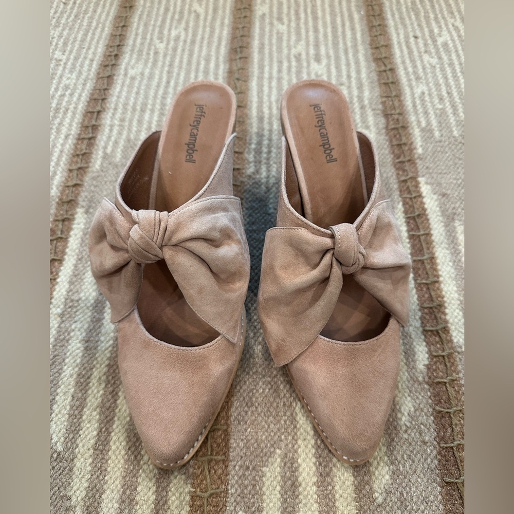 Jeffrey Campbell Women's Dusty Pink Suede Bow Mules